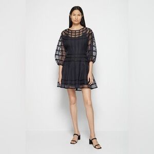 SIMKHAI Adalynn Organza Puff-Sleeve Mini Dress New Small